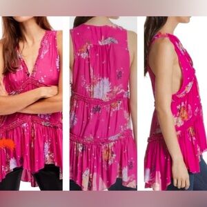 Free People Pink Floral Tunic Top